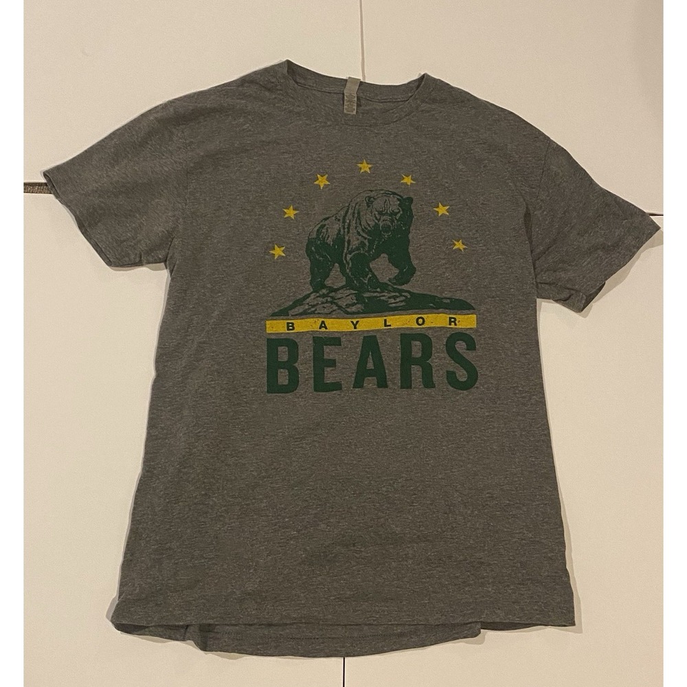 Baylor Bears T-Shirt Adult XL Gray Green Yellow College NCAA Short Sleeve Tee
